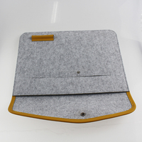 Nouvelle conception, grande capacité, housse pour ordinateur portable, faite à la main, en feutre de laine polyester, étui de rangement multifonction, noir gris, protectrice
