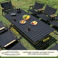 Tragbarer Outdoor-Campingtisch und -Stühle, faltbares Eierroll-Picknick-Set mit Stauraum, Outdoor-Möbel aus Kohlenstoffstahl