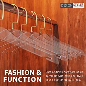 Clear Acrylic Clothes Hangers - Stylish and Heavy Duty .5 Inch Thick Premium Quality Closet <b>Clothing</b> Organizer With Gold Hooks - Product Image 6