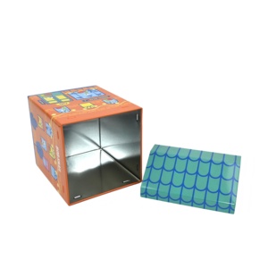 House Shaped Detachable Lid <b>Tin</b> Box Food Grade Tinplate Cookie Candy Gift Storage <b>Tin</b> Can for Kids Holiday Present Packaging - Product Image 5