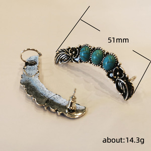 Nuovi Orecchini Bohémien Esagerati, Grandi Orecchini Retrò con Imitazione Turchese, Stile Etnico, Gioielli da Donna - Product Image 3