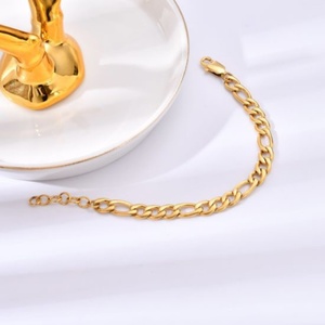 Pulsera de Cadena Chapada en Oro Más Vendida, Acero Inoxidable NK 3:1, Cadenas Cubanas y Figaro - Product Image 4