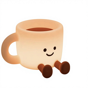 Lámpara de Escritorio Portátil de Silicona con Diseño de Dibujos Animados para Niños, Material de PC, Control Táctil, Carga, Alivio del Estrés, Regulación de Intensidad, Forma de Taza de Café, Antiestrés - Product Image 1