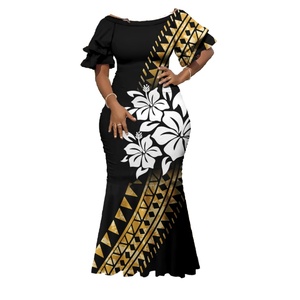 ชุดเดรสยาวทรงเมอร์เมดไซส์ใหญ่สำหรับงานปาร์ตี้ ออกแบบลายชนเผ่าโพลีนีเซียน สไตล์เซ็กซี่โชว์ไหล่ เหมาะสำหรับฤดูร้อน จากโรงงานผลิตเสื้อผ้า - Product Image 2