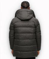 Manteau d'oie épais imprimé de logo personnalisé pour l'hiver veste longue décontractée avec capuchon en polyester de canard respirant lavé pour les amoureux
