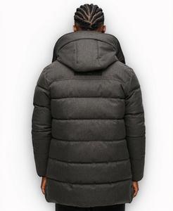 Manteau d'oie épais imprimé de logo personnalisé pour l'hiver veste longue décontractée avec capuchon en polyester de canard respirant lavé pour les amoureux - Product Image 3