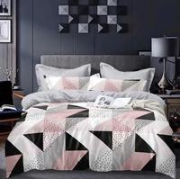 Literie de lit en coton gris réversible, housse de couette Doona King Size avec taies d'oreillers