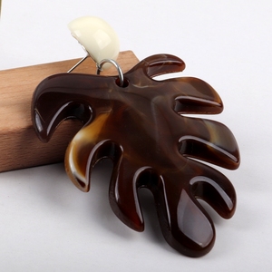 เครื่องประดับแฟชั่นวันหยุดพักผ่อนพักผ่อนร้อนมัซาบาจูใบไม้เสน่ห์เรซินปาล์มเรียบเนียนต่างหูใบอะคริลิคใหญ่มากจี้สร้อยคอ - Product Image 2