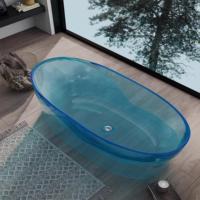 Baignoire autoportante moderne en résine transparente, translucide et cristalline, en surface solide, pour salle de bain de villa et hôtel de luxe, pour bain à délieuse.