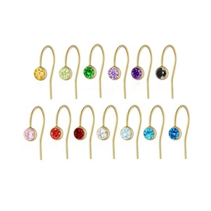 <span class=keywords><strong>Pendientes</strong></span> de Moda con Zirconia de 4mm, Oro de 14k o Plata de Ley 925, con Gancho y Anillo para Mujer - Product Image 1