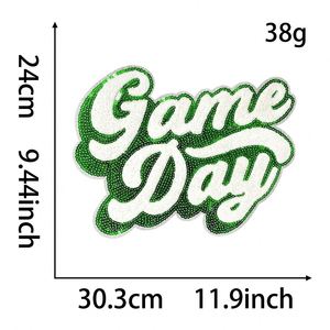 New Colorful 30cm/11.9inch Big Size <b>Iron</b> on Chenille Sequin Embroidered Gameday Sport Patch for T-shirt Hoodies - Product Image 5