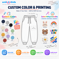 Smiledotkids Pantalons de jogging personnalisés pour enfants, bleu clair, avec bordure en dentelle sur le côté, tissu doux, OEM ODM, vente en gros pour les petites filles, nouveauté