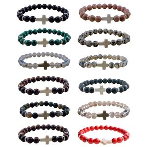 Custom Natural Fancy Jasper Gemstone Cross <strong>Bracelet</strong> Healing <strong>Kinetic</strong> <strong>Energy</strong> for Women Men Arthritis Bangle Ornaments Jewelry - Product Image 4