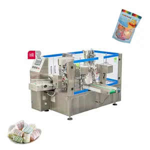 RUI paketi RL8-300 otomatik döner Premade kese şeker paketleme makinesi multihead kantarı ile