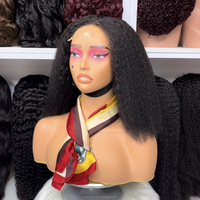 Perruque Bob 5x5 en dentelle HD suisse, cheveux humains vierges Remy, texture Kinky Straight Yaki, ondulée birmane, sans colle, nœuds blanchis, couleur naturelle, 16 pouces