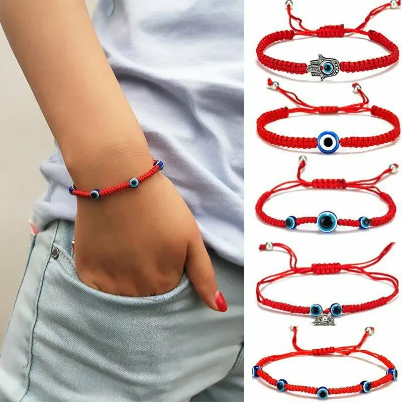Wholesale Fashion Adjustable Bracelet Creative New Blue Eyes Evil Eye Red Rope Woven Bracelets