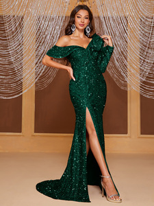 Tissus de dentelle brodés de luxe en perles de paillettes vertes pour la broderie de robes - Product Image 3