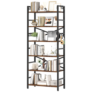 6 tầng hiện đại có thể điều chỉnh chiều cao kệ sách với 8 móc Mở Kệ đứng khung kim loại <span class=keywords><strong>Rack</strong></span> hiển thị cho phòng khách phòng ngủ - Product Image 1