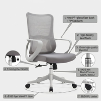 Chaise de bureau de direction moderne et traditionnelle en cuir PU, ergonomique, entièrement en maille, pivotante, réglable en hauteur, base en acier