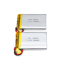 Baterai Lipo Lithium CE ROHS 1200mAh 1300mAh 1500mAh 3.7v 1100mAh Baterai Polimer Li-ion 503759 dengan Konektor Jst 2-pin