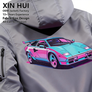 เสื้อแจ็คเก็ตบอมเบอร์ผู้ชายแบบยาวทรงหลวมสำหรับฤดูหนาว  พร้อมโลโก้สั่งทำพิเศษ กันน้ำ มีฮู้ด สไตล์นักบิน สตรีทแวร์ กันลม แนววาร์ซิตี้ เทคแวร์ - Product Image 3