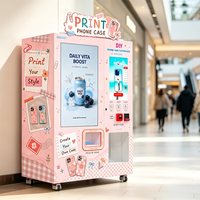 Máquina expendedora de carcasas de teléfono con pantalla dual para parques acuáticos, con cabina de transmisión multi-escena y opción DIY