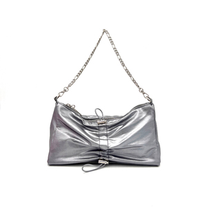 Premium Quality Popular Choice Metal Nylon Wrinkle Tote <b>Handbag</b> For Girls With Detachable <b>Chain</b> Strap - Product Image 1