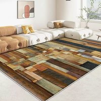 Tapis moderne en polyester à poils ras, à motif géométrique, fabriqué à la machine, résistant aux taches, adapté aux animaux domestiques, antidérapant, pour la maison, la prière et la voiture