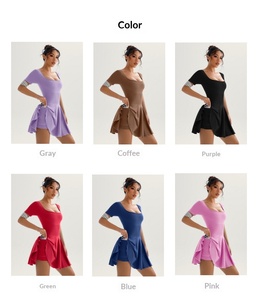 Falda Deportiva de Yoga de Una Pieza con Espalda Cruzada, Diseño Vintage, Acolchado Integrado en el Pecho, Estilo Acampanado, de Nylon y Spandex Suave, Ideal para Correr, Fitness y Tenis - Product Image 6