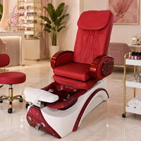 Fauteuil de pédicure électrique de luxe rose avec base en fibre de verre, pompe de drainage, fauteuil de massage pour les pieds pour salon de manucure