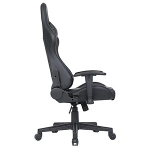 Chaise de jeu ergonomique moderne noire pivotante, élévateur inclinable, support en métal de haute qualité, fonction de massage en cuir, chaise de bureau à domicile - Product Image 3