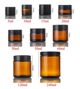 Pot cosmétique vide en verre ambré avec couvercle noir, 1oz, 2oz, 4oz, 120ml, en stock - Product Image 3