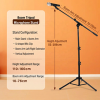 Support de microphone professionnel de haute qualité en gros - Métal + ABS Noir 51-186CM Hauteur flexible et durable