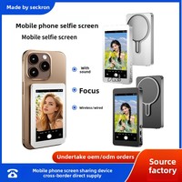 Moniteur de vlog et de selfie à miroir en temps réel pour téléphone portable, avec fixation magnétique, compatible iPhone et Android