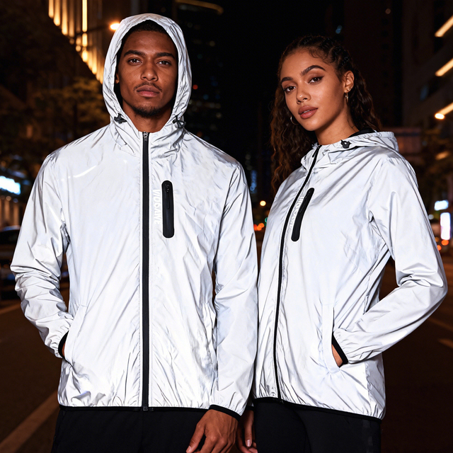 WOSAWE Unisex Full Reflective Cycling Jacket  High Visibility Bike Jacket Windproof Waterproof Hiking Jacket for Night Cycling