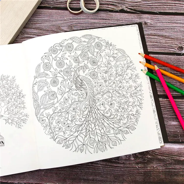 Buku Gambar Bunga Dewasa Sampul Lembut Kustom Pencetakan Buku Mewarnai Mandala untuk Remaja
