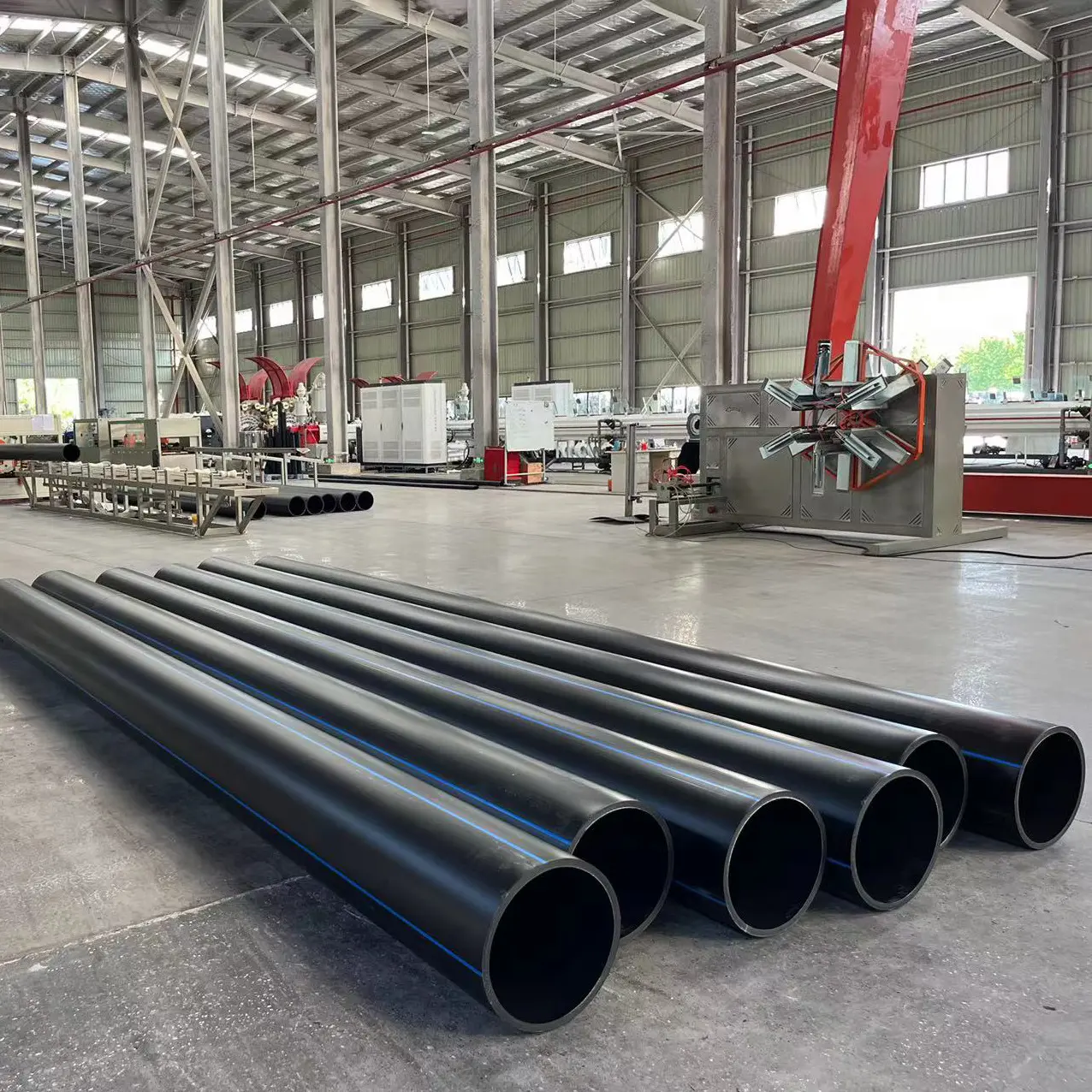 China Manufacturer 355 mm 560mm 110mm 250mm 40mm 75mm 160mm Pe100 Sdr 11 High Density Hdpe Pipe With Blue Strip