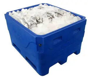 Roto-caja de plástico para enfriar el cofre de hielo, caja de pescado moldeada