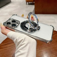 Étui de protection antichute en gel de silicone avec anneau magnétique électroplaqué de luxe et coins renforcés pour téléphones mobiles 13/15