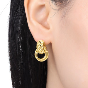 Hot-selling, versatile white brass double hoop <b>earrings</b>, original, niche, high-end <b>earrings</b> for women, wholesale. - Product Image 5