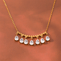 Collier ras du cou en acier inoxydable avec chaîne et multiples cristaux pour femme, accessoires de clavicule étanches en or 18 carats, bijoux pour le cou