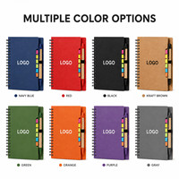 Carnet à spirales personnalisé avec stylo et ensemble de marque-pages adhésifs, couverture rigide, papeterie de bureau, cadeau d'entreprise, fournitures de bureau