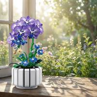 Vente en gros directe usine : Ensemble de briques de construction pour bouquets de fleurs (orchidées, roses) – Fleurs éternelles pour la décoration intérieure et cadeau de Saint-Valentin