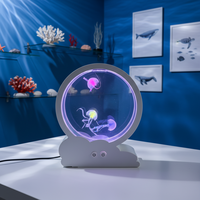 Lámpara Nocturna de Acuario con Medusas, Mini, para Dormitorio y Regalo, Moderna, Regalo de Cumpleaños, Lámpara de Mesa, Decoración para Habitación Infantil, Decoración para Dormitorio