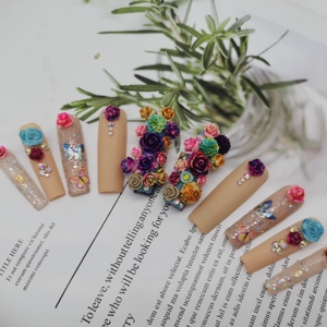 <span class=keywords><strong>Uñas</strong></span> Acrílicas Vibrantes con Pedrería, <span class=keywords><strong>Uñas</strong></span> Postizas <span class=keywords><strong>Largas</strong></span> Tipo Stiletto Hechas a Mano, Reutilizables, Coloridas y Brillantes, para Fiestas y Festivales - Product Image 4