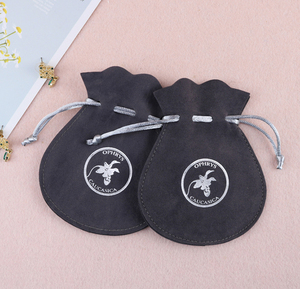Grey Faux Suede Jewelry Pouch Bag Custom logo Velvet Jewelry Pouch with Flap - Product Image 3