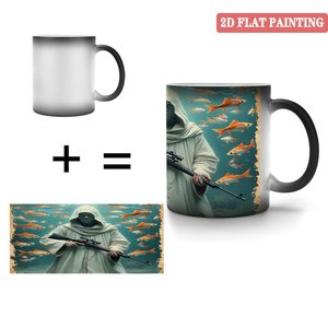 Custom Logo Blank Mug 11oz Frosted Black <b>Ceramic</b> Heat Sensitive <b>Cup</b> - Product Image 4