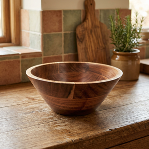 Ensemble de bols à salade en bois naturel sculpté sur mesure de haute qualité, fabriqués à la main, finement polis, pour la maison et les restaurants, emballés dans un carton, style bohème - Product Image 3