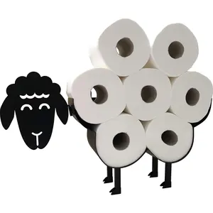 Cute Black Sheep Toilet Paper Roll Holder Iron Storage Rack Bathroom Decoration