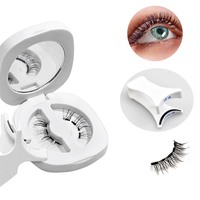 Pestañas Postizas Magnéticas 3D Hechas a Mano, de Pelo Sintético, Color Negro Natural, con Aplicador Magnético Fuerte - Marca Privada, Longitud de 9~12 mm, C